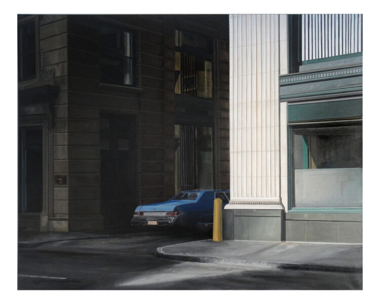 Car, Öl auf Leinwand/ Oil on linen, 120 cm x 150 cm, 2015 uncommon places common places art kunst photography fotografie photographie fineart photography fineart newtopographics beyond places vanishing places contemporary art americanprospects american views picturing america urban stills approaching nowhere cityscape roadside america american surfaces places münster muenster christian gieraths thomas ruff düsseldorf Fotoschule interieur downtown artwork Galerie gallery motel diner contemporary realism realism photorealism fotorealism fotorealismus photorealismus realismus realism interieur painting oilpainting malerei Öl Leinwand Oil linen